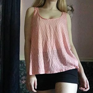 100% Linen Pink & White Flowy Patterned Tank Top